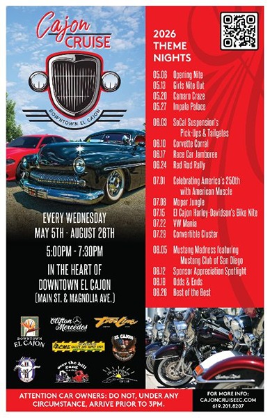 El Cajon Cajun Cruise Nights flyer 2026 Season
